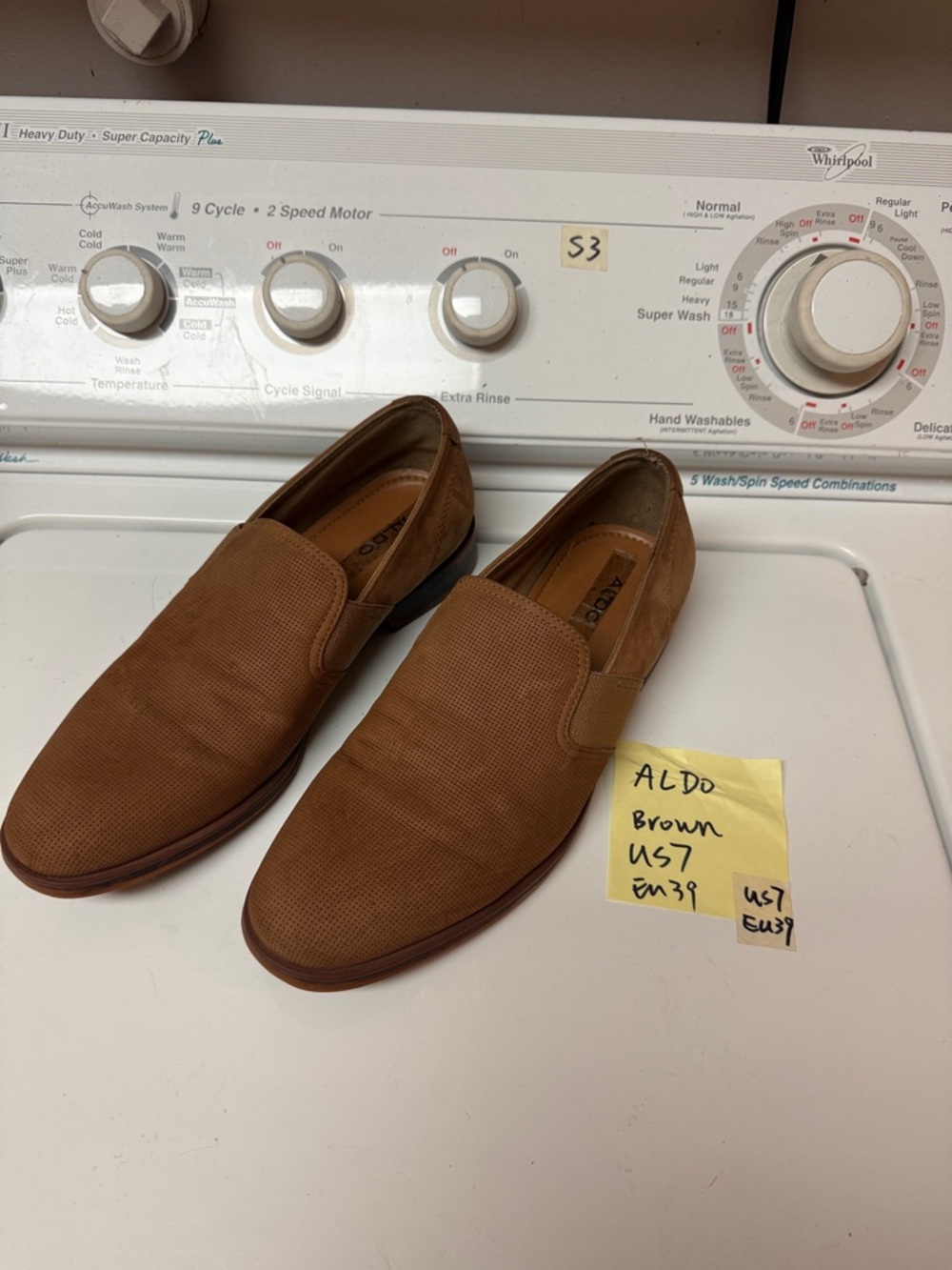 ALDO Men's 7 Tan Brown leather Slip-On Loafers